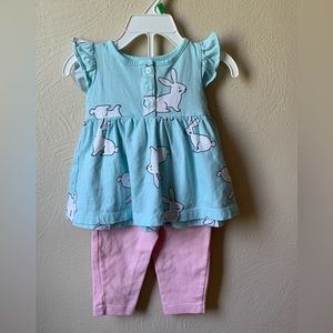 3M girls bunny outfit 3 pieces blue & pink by Carters